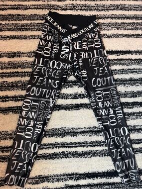 Versace Jeans Collection Black & White Logo Print Leggings and matching white T
